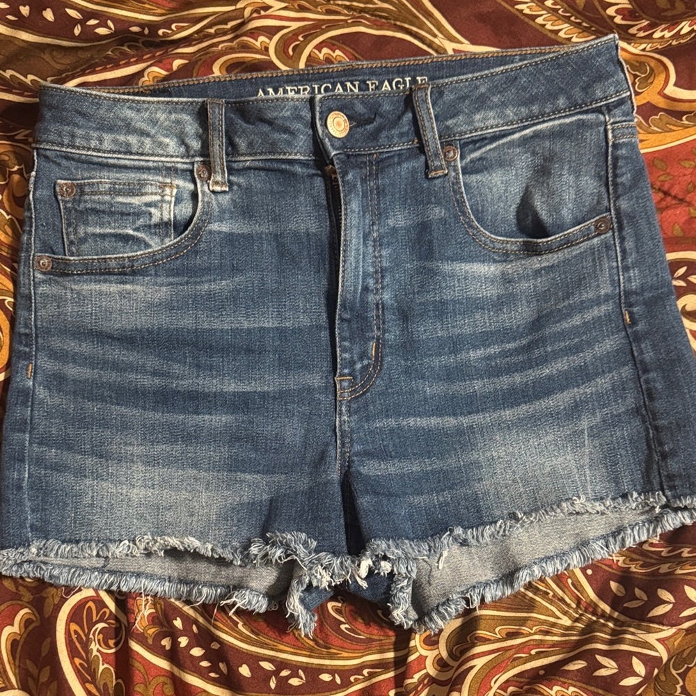 American Eagle Outfitters Women's Distressed Blue Jean Shorts